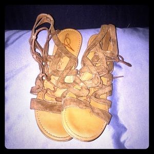 Brown Gladiator Lace-Up Sandals